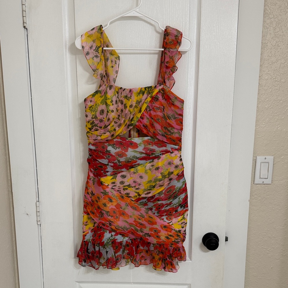 Carolina Herrera Floral Dress with Ruffle Details